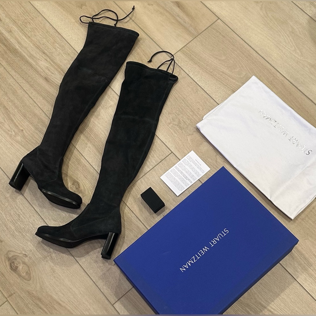 Stuart Weitzman Tipland Asphalt Charcoal Dark Grey Suede Us 7.5 Eu 38
